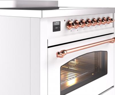 36" ILVE Nostalgie II Electric Freestanding Range in White with Copper Trim - UPI366NMP/WHP