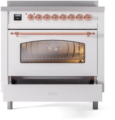 36" ILVE Nostalgie II Electric Freestanding Range in White with Copper Trim - UPI366NMP/WHP