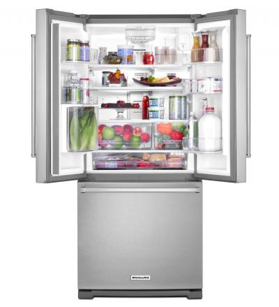 30" KitchenAid 20 Cu. Ft. Standard Depth French Door Refrigerator with Interior Dispense - KRFF300EWH