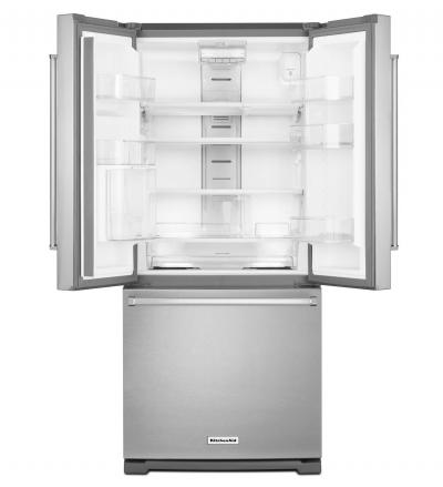 30" KitchenAid 20 Cu. Ft. Standard Depth French Door Refrigerator with Interior Dispense - KRFF300EWH