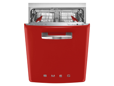 24" SMEG 50's Style Under Counter Built-in Dishwasher in Red - STU2FABRD2