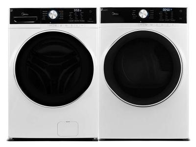 27" Midea 5.2 Cu. Ft. Front Load Washer and 8.0 Cu. Ft. Front Load Dryer - MLH52N3AWW-MLE52N3AWW