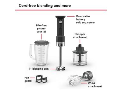 KitchenAid Go Cordless Hand Blender with Accessories - Battery Sold Separately - KHBRV05BM