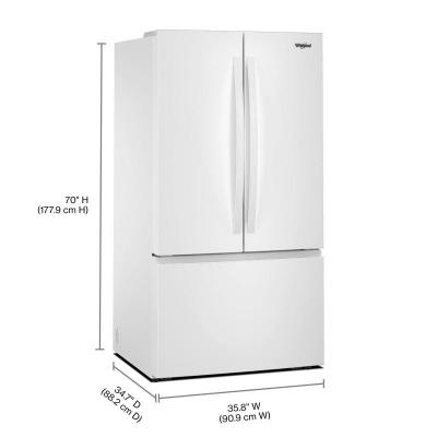 36" Whirlpool 31 Cu. Ft. French Door Refrigerator with Ice Maker - WRFF3136SW
