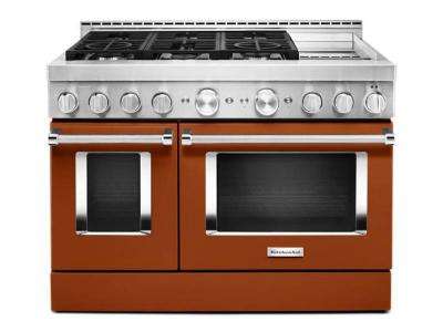 48" KitchenAid 6.3 Cu. Ft. Smart Commercial-Style Gas Range with Griddle - KFGC558JSC