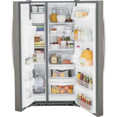 36" GE 23.2 Cu. Ft. Side-By-Side Refrigerator in Slate - GSS23GMPES