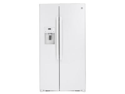 36" GE 25.1 Cu. Ft. Side-By-Side Refrigerator In White - GSS25IGNWW