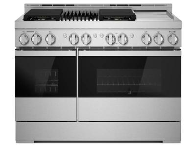 48" Jenn-Air 6.3 Cu. Ft. Noir Gas Professional-Style Range With Chrome-Infused Griddle And Infrared Grill - JGRP748HM