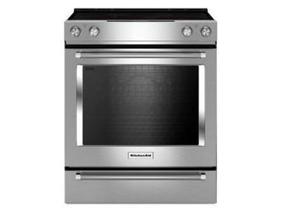 30" KitchenAid 6.4 Cu. Ft. 5-Element Electric Convection Front Control Range - YKSEG700ESS