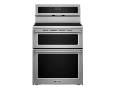 30" KitchenAid 6.7 Cu. Ft. 5 Burner Induction Double Oven Convection Range - YKFID500ESS